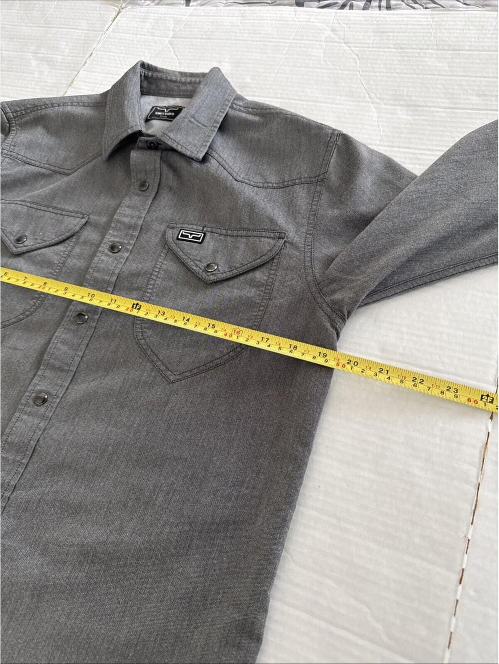 KIMES RANCH - Gray Long Sleeve Snap Button Western Shirt w/ Pockets - Mens Small - Picture 5 of 8